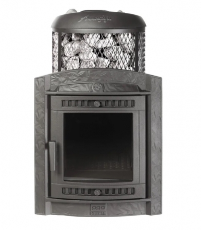 Банная печь ProMetall Атмосфера L комбинированная сетка-ламель Окаменевшее дерево наборный 2