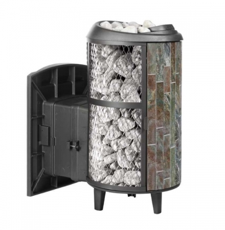 Банная печь ProMetall Атмосфера L комбинированная сетка-ламель Жадеит наборный 1