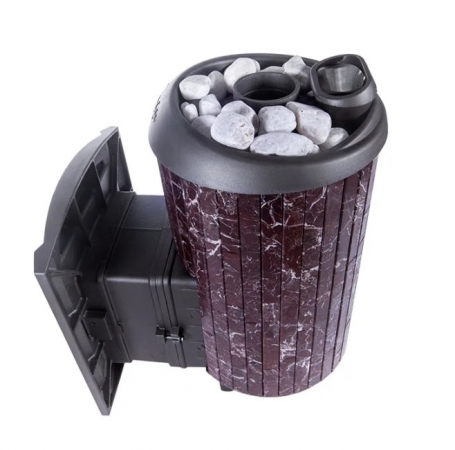 Банная печь ProMetall Атмосфера L в ламелях Россо Леванто наборный рисунок 4