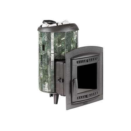 Печь банная Атмосфера L в ламелях из натурального камня Змеевик наборный 7