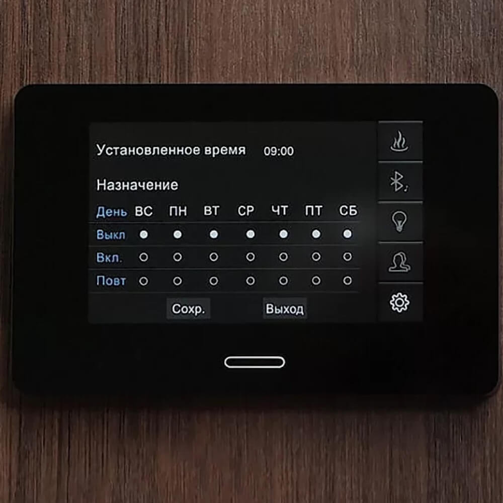 Сенсорный пульт управления с Wi-Fi BORN® TCP music с Wi-Fi для электрических каменок до 18 кВт-6